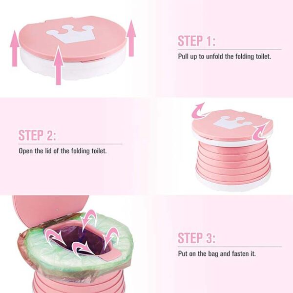 Children's Portable Foldable Potty Chair – Toddler Toilet Seat for Boys & Girls (Pink)