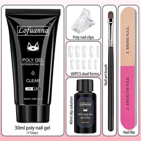 Complete Poly Gel Nail Kit 30ML with 40ML Slip Solution