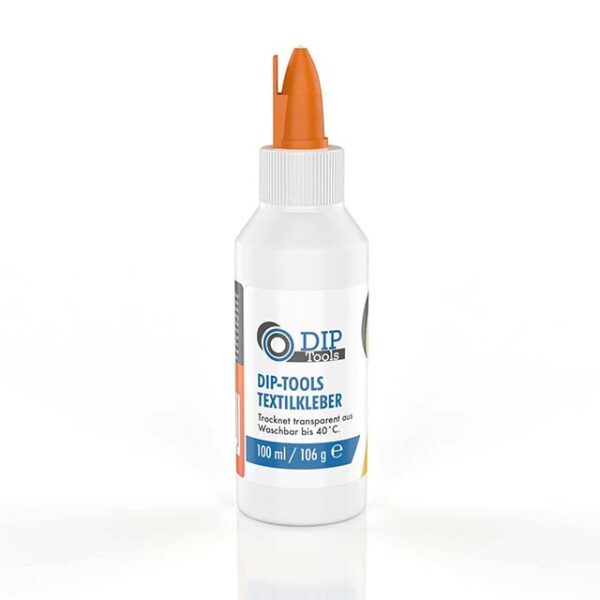 DIP-Tools Extra Strong Textile & Fabric Glue 100ml – Dishwasher Safe, Transparent, Waterproof, No Residue & Odorless Adhesive for Polyester Jeans and More