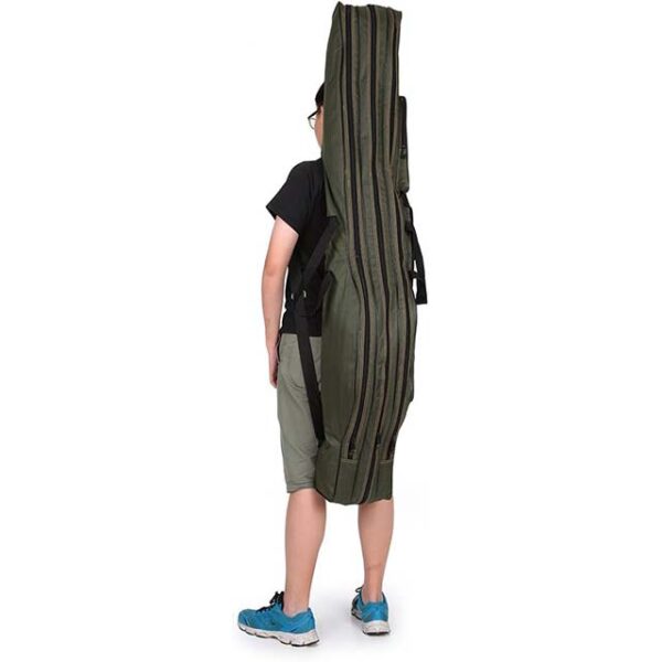 FDDL 3-Layer Folding Fishing Rod Case 150cm – Durable Canvas Storage Bag for Fishing Poles, Tackle & Gear