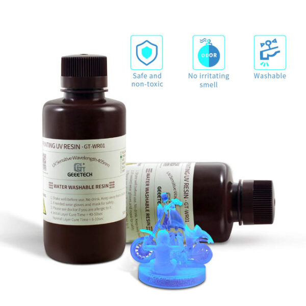 GEEETECH UV 405nm Rapid Resin – Water Washable, Fast Curing High Precision 3D Printer Resin for LCD, DLP & SLA Machines