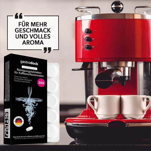 German Made Cleaning Tablets for Fully Automatic Coffee Machines – 20x2g Coffee Grease Remover, Compatible with Siemens, Jura, Krups, Bosch, Miele, Melitta & WMF