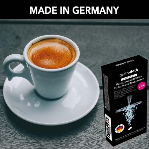 German Made Cleaning Tablets for Fully Automatic Coffee Machines – 20x2g Coffee Grease Remover, Compatible with Siemens, Jura, Krups, Bosch, Miele, Melitta & WMF