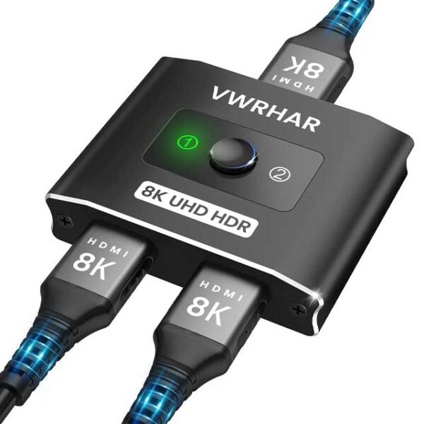 HDMI 2.1 8K/4K HDR Bi-Directional Switch – 2-in-1/1-in-2 High-Speed 48Gbps HDMI Splitter for PS5, Xbox Series X, Apple TV, Samsung & LG TVs