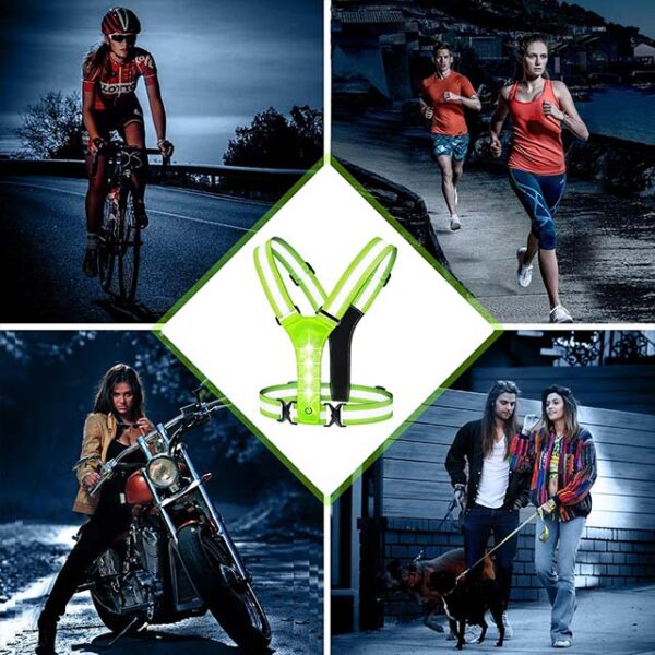 High Visibility LED Reflective Running Vest – Adjustable Elastic Safety Gear for Men, Women & Kids – Perfect for Night Running, Walking, Cycling, Biking, Motorcycling & Dog Walking
