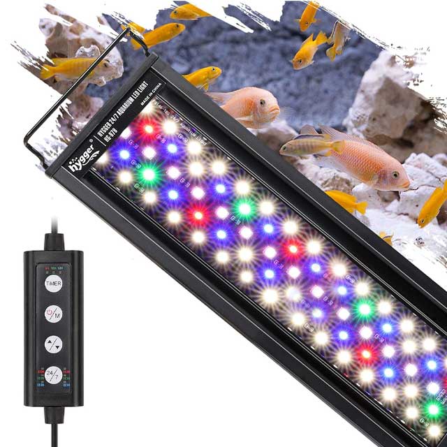 Hygger 18W Aquarium LED Light – 24/7 Sunrise/Daylight/Moonlight & DIY Modes, Adjustable Timer & Brightness, 7-Color Extendable Lighting for Planted Fish Tanks