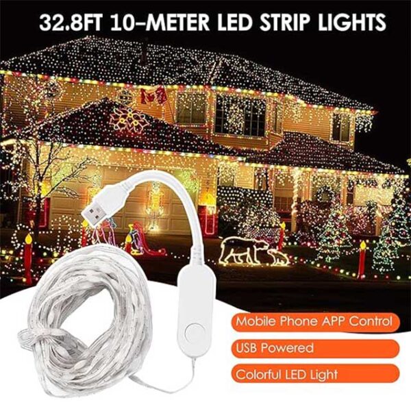 Intelligent USB-Powered LED Strip Light with BT & App Control – Waterproof Colorful LED Lamp Beads for Outdoor & Indoor Use - Image 4