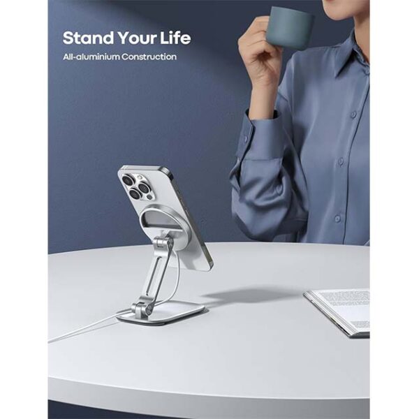 Lamicall MagSafe Phone Stand – Dual Hinge Collapsible Charging Dock for iPhone 16/15/14/13 & AirPods – Adjustable Desk & Nightstand Holder
