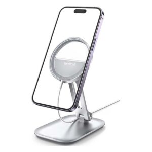 Lamicall MagSafe Phone Stand – Dual Hinge Collapsible Charging Dock for iPhone 16/15/14/13 & AirPods – Adjustable Desk & Nightstand Holder