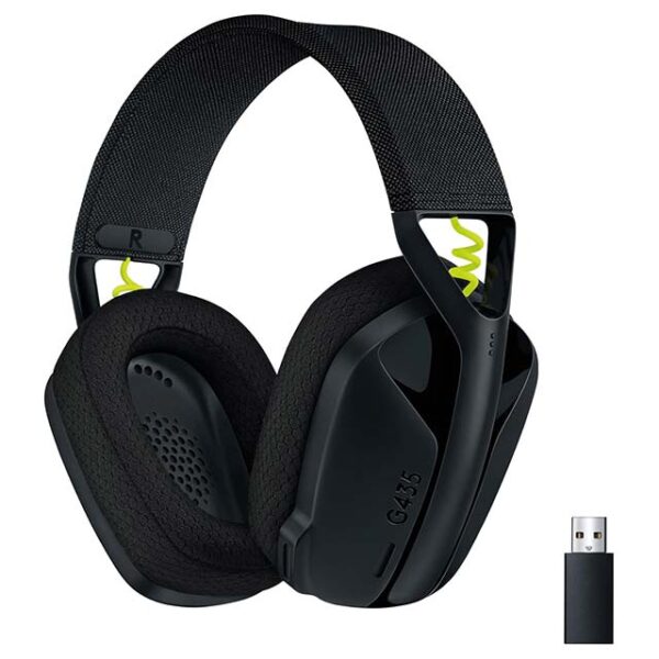 Logitech G435 Wireless Gaming Headset – Ultra-Light 165g Over-Ear Headphones with Built-In Mic, 18-Hour Battery, Dolby Atmos & Bluetooth for PC, PS4, PS5, Nintendo Switch – Black