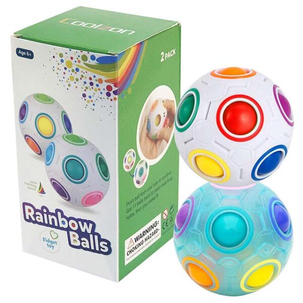 Magic Rainbow Puzzle Ball 2-Pack – Educational Cube Toy for Kids & Adults, Brain Teaser & Fidget Stress Relief