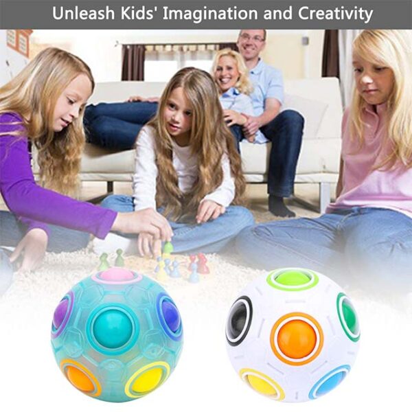 Magic Rainbow Puzzle Ball 2-Pack – Educational Cube Toy for Kids & Adults, Brain Teaser & Fidget Stress Relief