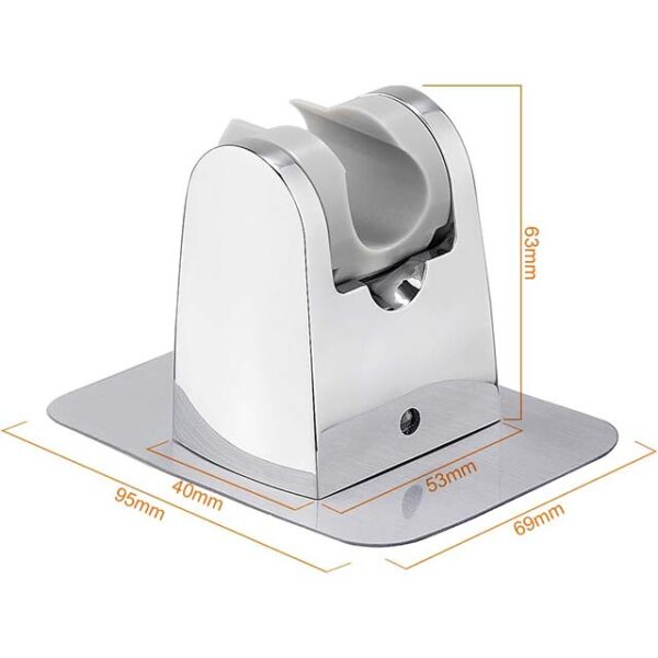 Ibergrif M20405 No-Drill Self Adhesive Shower Head Holder – Adjustable Wall Mount Bracket for Handheld Shower Heads (Silver)