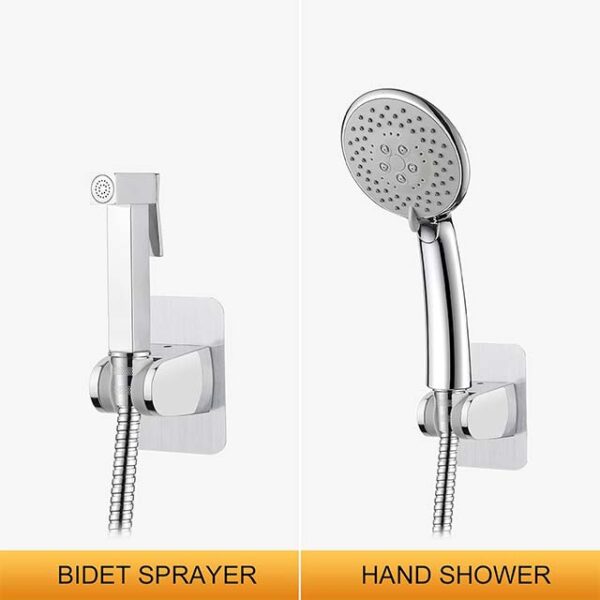 Ibergrif M20405 No-Drill Self Adhesive Shower Head Holder – Adjustable Wall Mount Bracket for Handheld Shower Heads (Silver)