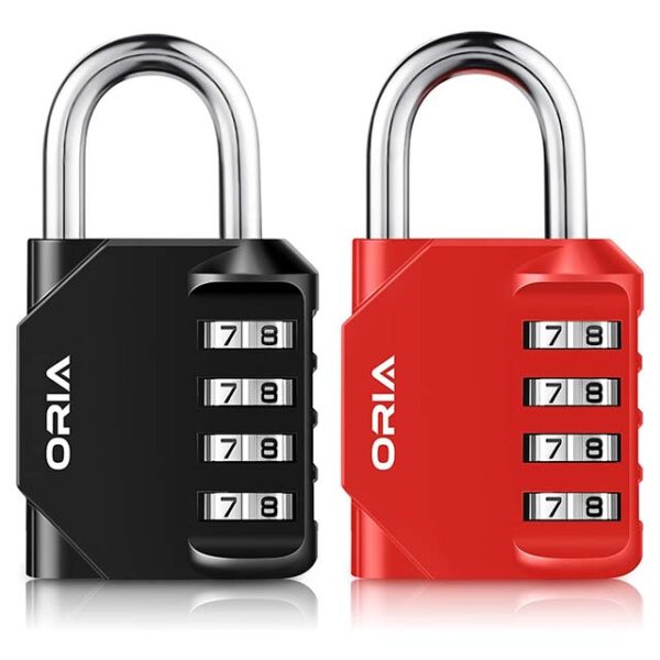 ORIA 2 Pack 4-Digit Combination Lock with Hasp – Secure Gym, School, Sports Locker, Toolbox & Cabinet (Blue & Red)