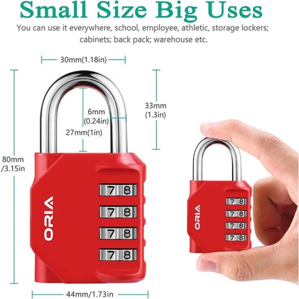 ORIA 2 Pack 4-Digit Combination Lock with Hasp – Secure Gym, School, Sports Locker, Toolbox & Cabinet (Blue & Red)