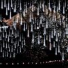 Outdoor 11.8-Inch Shower Lights with 8 Tubes & 192 LED Snowfall Meteor Lights – Waterproof Hanging Decor for Trees, Bushes & Holiday Parties