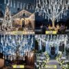 Outdoor 11.8-Inch Shower Lights with 8 Tubes & 192 LED Snowfall Meteor Lights – Waterproof Hanging Decor for Trees, Bushes & Holiday Parties