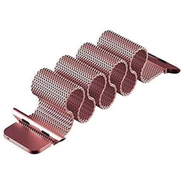 Pink Stainless Steel Apple Watch Band with Head Case – Replacement Strap for 42mm/44mm iWatch Series