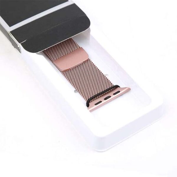 Pink Stainless Steel Apple Watch Band with Head Case – Replacement Strap for 42mm/44mm iWatch Series