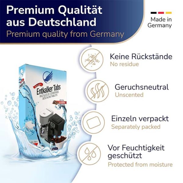 Premium 20-Tab Descaling Tablets for Fully Automatic Coffee Machines – Compatible with Jura, Siemens EQ Series, Bosch, Miele, Melitta, Krups & Tassimo