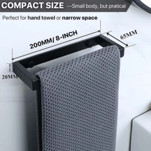 Premium Black Towel Holder – 304 Stainless Steel Wall Mounted Self-Adhesive Bathroom Rack Hardware