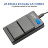 2X EN-EL9/EN-EL9A Replacement Batteries & LCD Dual Charger for Nikon D40, D40x, D60, D3000 & D5000 – High Capacity Camera Battery Charger Kit