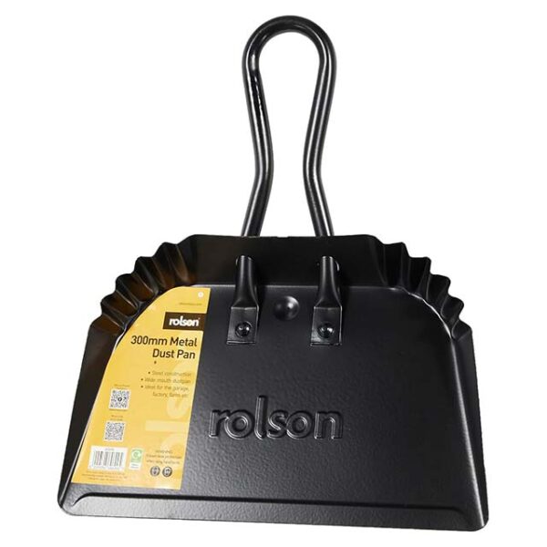 Rolson 300mm Black Metal Dust Pan – Durable Heavy-Duty Cleaning Tool