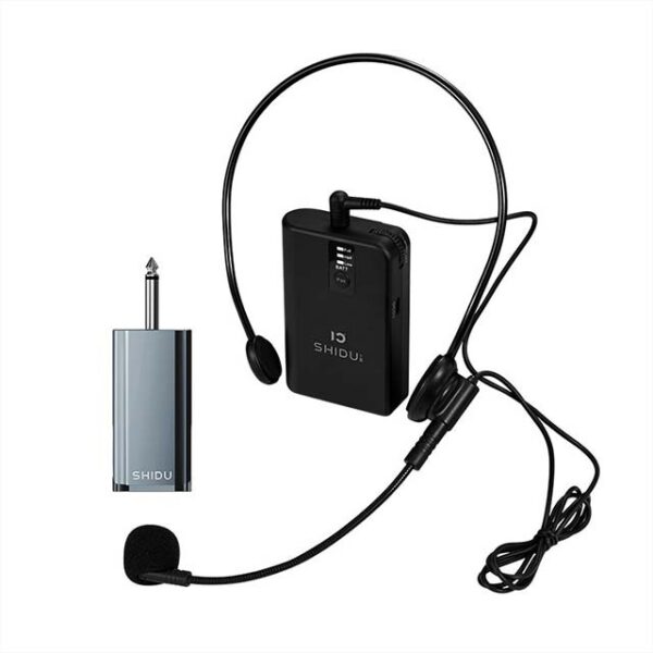 ShiDu U2 Wireless UHF Microphone System for Mobile Phones – Universal Full Set with Pull Rod, Speaker Amplifier & Headset Mic
