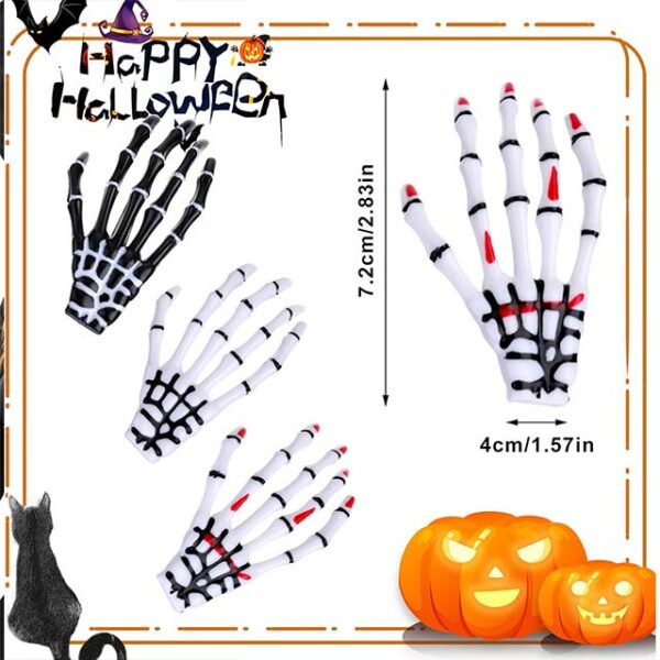 Skeleton Hands Bone Hair Clips – 6Pcs Punk Rock Devil Claw & Zombie Bone Alligator Barrettes for Women & Girls – Must-Have Halloween Party Accessories