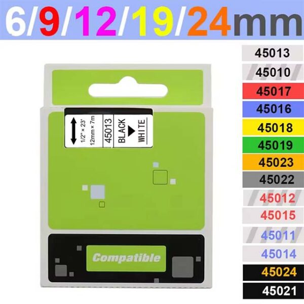 Standard 45013 Labeling Tape for Dymo – Durable Black Print on White Tape for Office & Industrial Organization