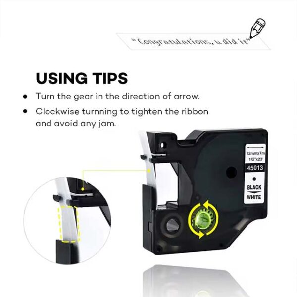 Standard 45013 Labeling Tape for Dymo – Durable Black Print on White Tape for Office & Industrial Organization