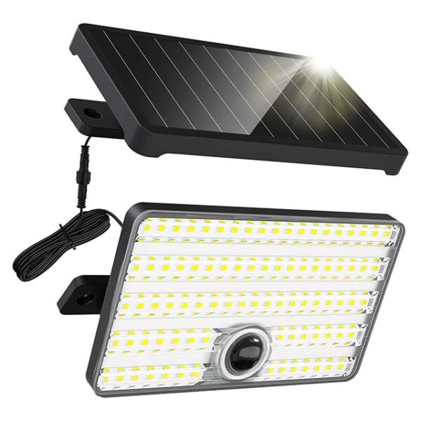 Super Bright Outdoor Solar Lights – 100 LED 2000 Lumen Motion Sensor Solar Light with 3 Modes, 2000mAh Battery, IP65 Waterproof & 5m Cable
