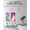 USB Digital Microscope for iPhone & Android – 10X to 200X HD Mobile Microscope with 8 LED Lights & Adjustable Stand, Compatible with iOS, Android & Tablet