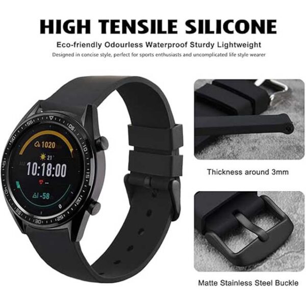 WOCCI 20mm Premium Silicone Rubber Watch Band