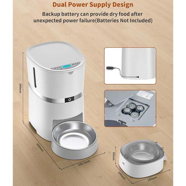 WellToBe Automatic Cat Feeder for Wet & Dry Food – Timed Pet Feeder with Voice Recorder, 1-6 Meal Control & Dual Power Supply for Freshness, Ideal for Cats & Small Dogs