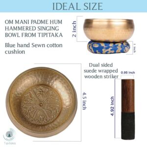 Zenamaste Hand-Hammered Tibetan Singing Bowl Set for Meditation, Yoga & Sound Healing – Authentic Nepal Craft for Stress Relief & Mindful Living