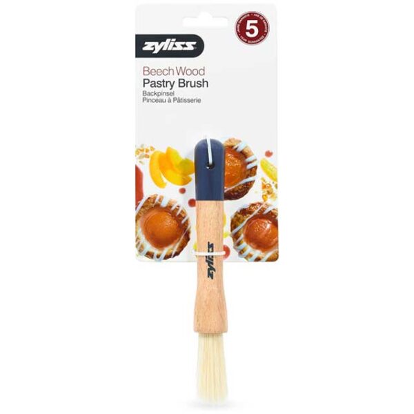 Zyliss Wooden Pastry Brush 18cm/7in – 100% Super-Soft Natural Boar Bristles for Glazing, Icing, Marinade & Basting