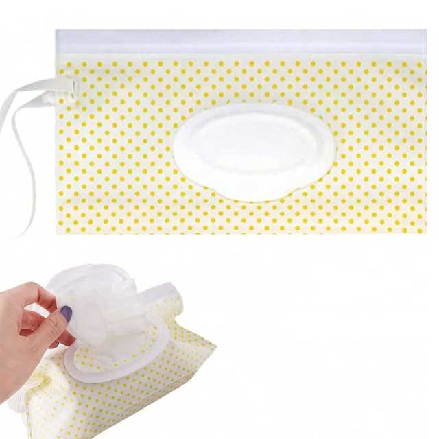 1pc Refillable Baby Wet Wipes Dispenser & Storage Container – Office & Nursery Hanging Organizer Pouch (Without Paper Towels)