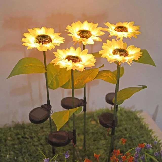1pc Sunflower Solar Powered Artificial Flower Lamp – Weather‑Resistant Outdoor LED Garden & Patio Light, Energy‑Efficient Solar Panel Lamp