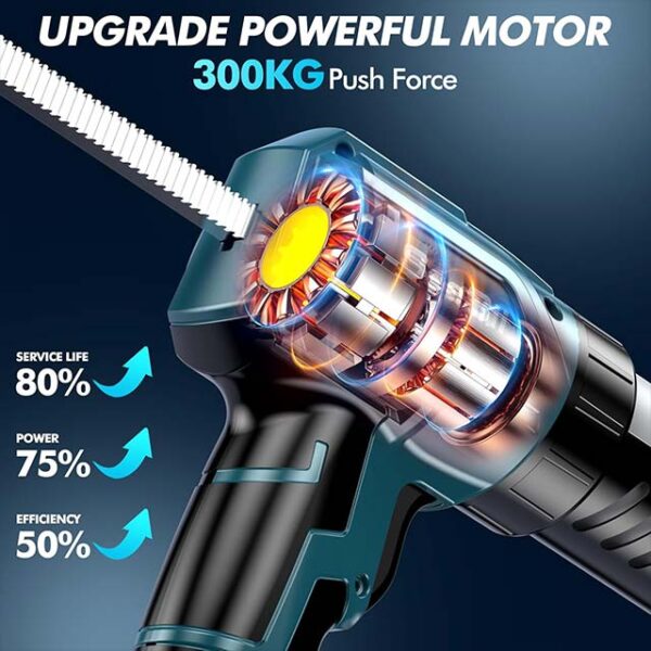 21V Cordless Caulking Gun – Electric Adhesive Gun with LED Light, 2.0Ah Li Battery & Charger, 4 Adjustable Speeds, Drip-Free Filling & Sealing (10oz/300ml)