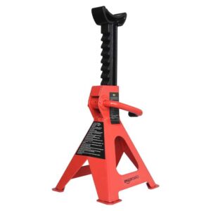 Amazon Basics 2-Pack Steel Jack Stand – Durable Heavy Duty Car Jack Support with 3 Ton (2.7 Ton) & 6 lb (2.7 kg) Capacity, Red & Black, Ideal for Garage & Automotive Repair