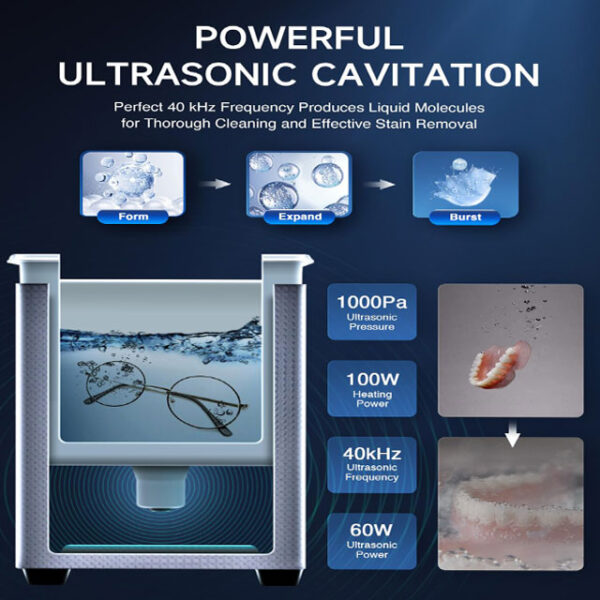 CREWORKS 1.8L Digital Ultrasonic Cleaning Machine with 60W Heater & Timer – Professional Stainless Steel Ultrasonic Cleaner for Jewelry, Retainers, Glasses & Lab Tools
