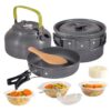 Camping Cookware Set – Lightweight Nonstick Mess Kit with Pots & Pans in Mesh Bag for Backpacking, Hiking, and Outdoor Adventures