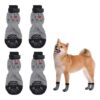 Double-Sided Anti-Slip Dog Socks – 4PCS Adjustable Paw Protectors with Traction Control & Licking Prevention for Indoor Use