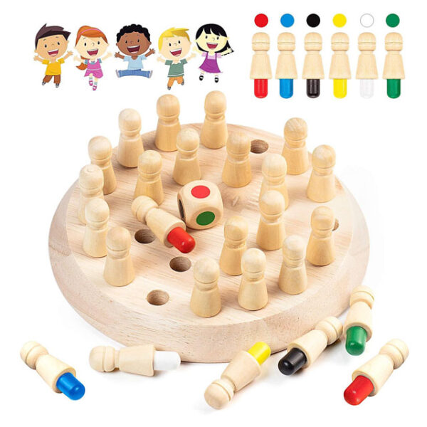 Educational Wooden Memory Chess Game – Intelligent Match Stick Brain Teaser & Puzzle Board Toy for Kids, Boys & Girls