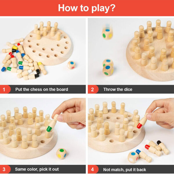Educational Wooden Memory Chess Game – Intelligent Match Stick Brain Teaser & Puzzle Board Toy for Kids, Boys & Girls