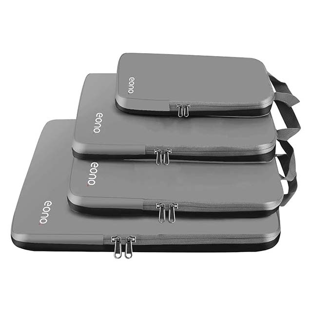 Eono 4-Piece Compressible Packing Cubes – Travel Luggage Organizer & Compression Packing Bags for Backpack, Suitcase & More