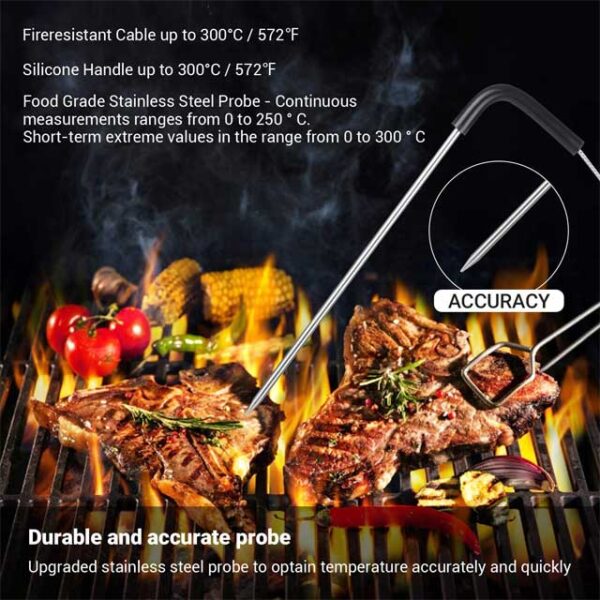 Fashlady Inkbird IBT-2X Wireless Bluetooth BBQ Thermometer & Barbecue Timer – Dual Probe Stainless Steel Waterproof Sensor for Grill, Oven, and Smoker