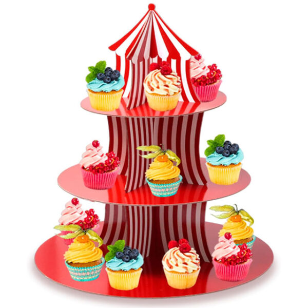 Festive 3-Tier Cupcake & Dessert Foam Stand – Elegant Display for Christmas, Birthday & Carnival Parties